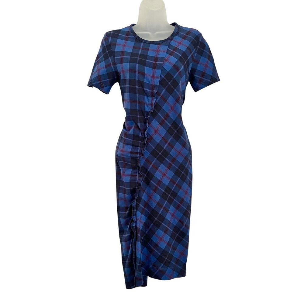 Marc by Marc Jacobs Prairie Indigo Blue Penn Plaid Sheath T-Shirt Dress FW2013